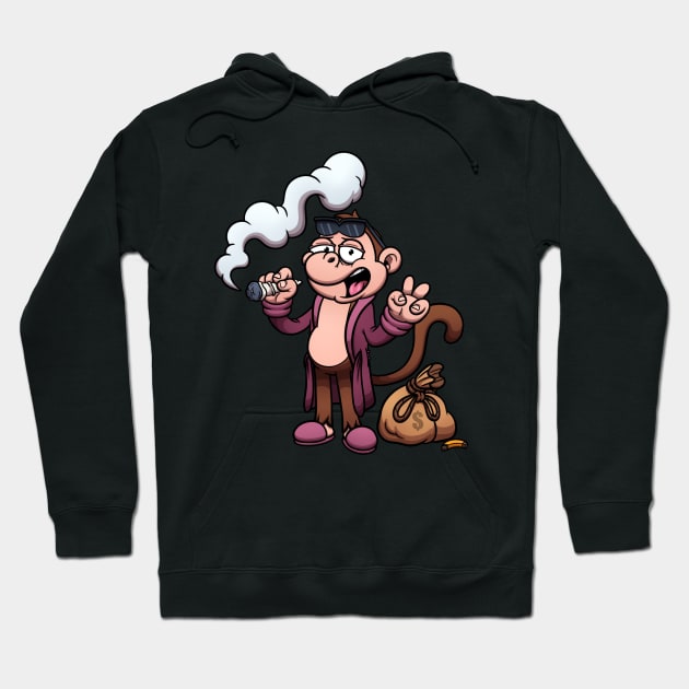 Rich Monkey Smoking A Joint Hoodie by TheMaskedTooner